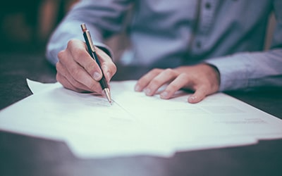 person signing document